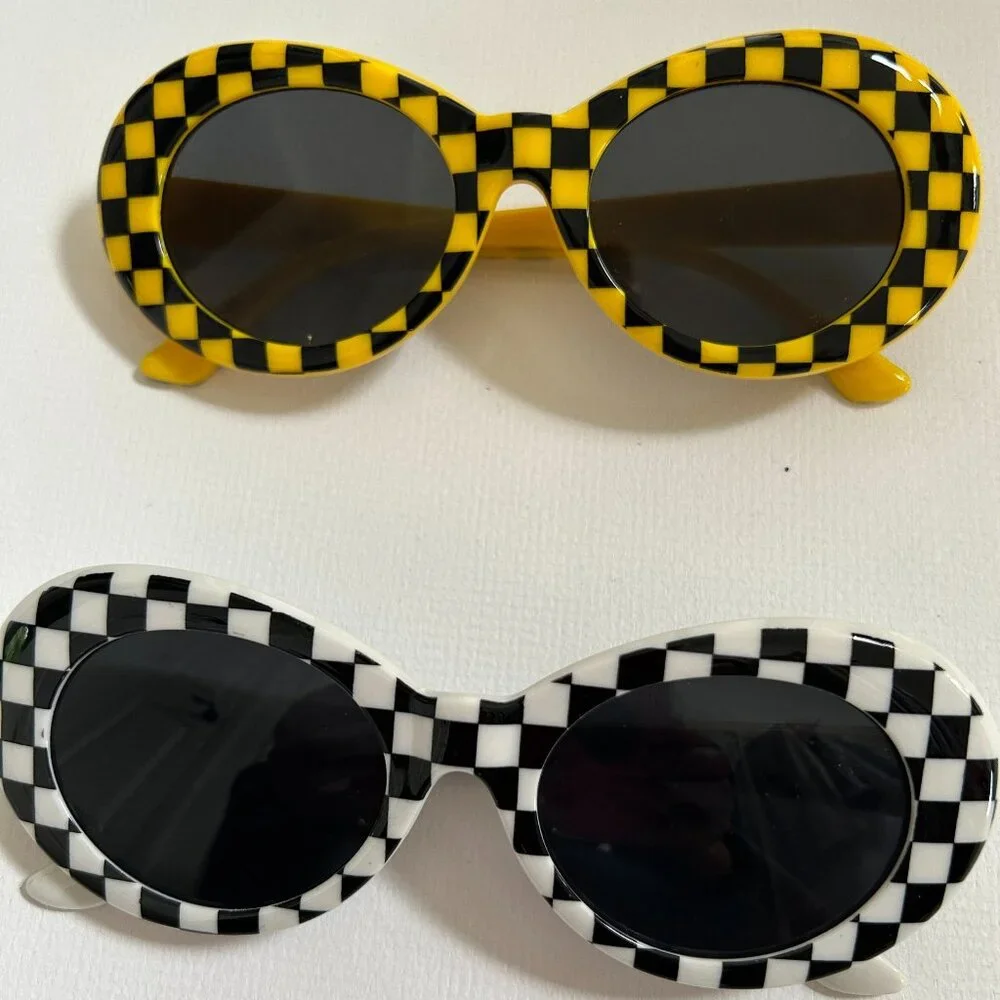 KIDS RACE CAR DRIVER SUNGLASSES WITH CHECKERED FLAGS 2 PAIRS